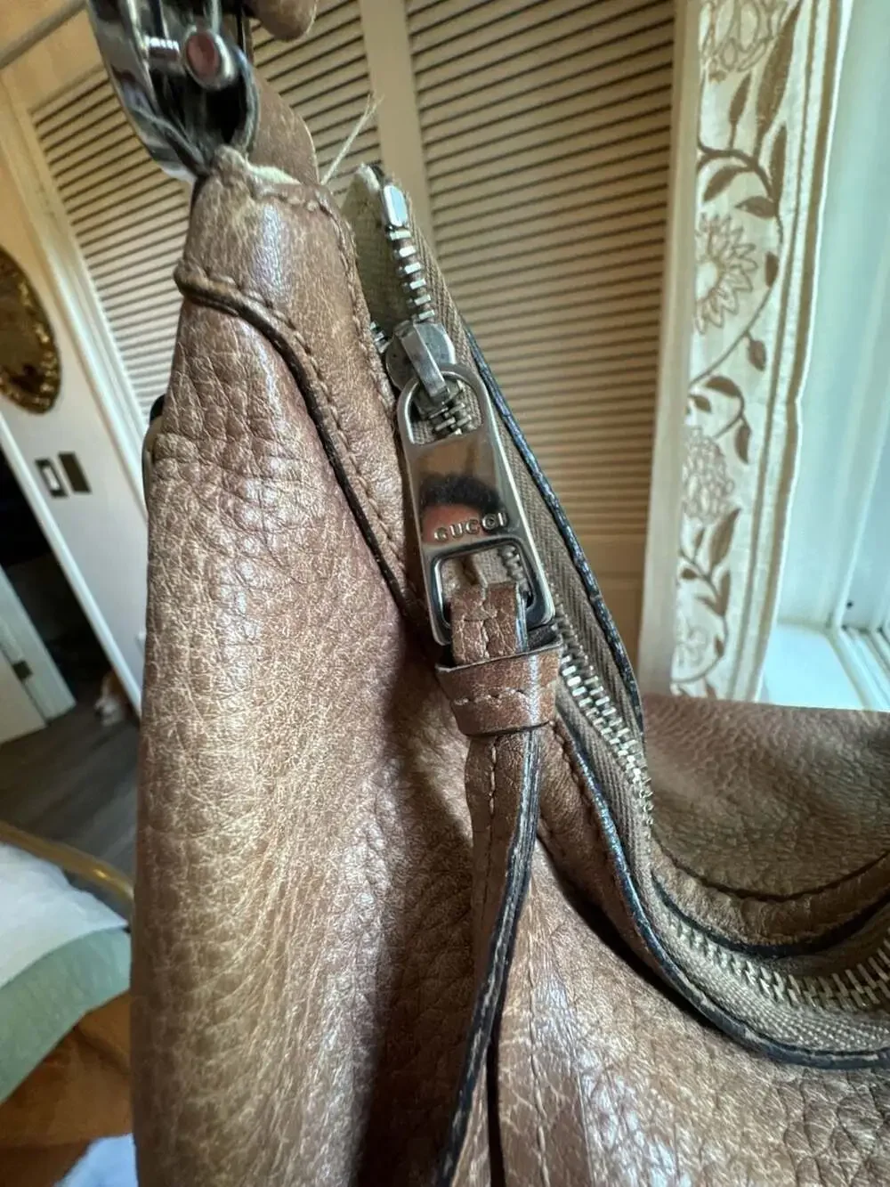 Gucci Miss GG Hobo Brown Leather Shoulder Bag